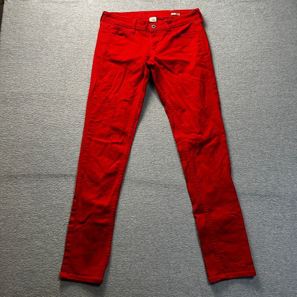 Arizona Jeans Skinny Womens Size 5 Red Super Stretch Denim Jeans Jeggings Fitted